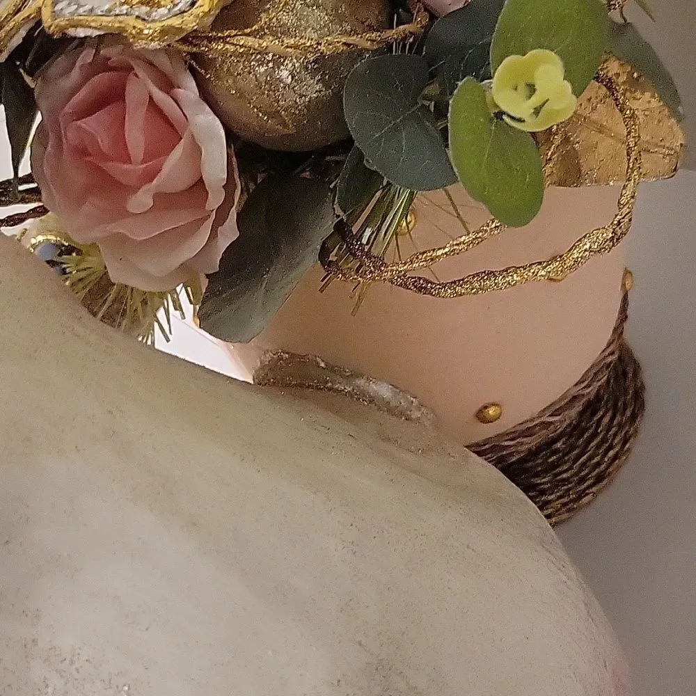PIER1 EASTER IVORY CAPIZ FLORAL BUTTERFLY EGG GLAMOUR BUNNY CENTERPIECE PIER One